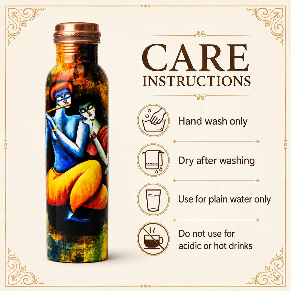 Sempyix 1 Litre Copper Water Bottle - Divine Krishna Art