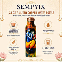 Sempyix 1 Litre Copper Water Bottle - Divine Krishna Art