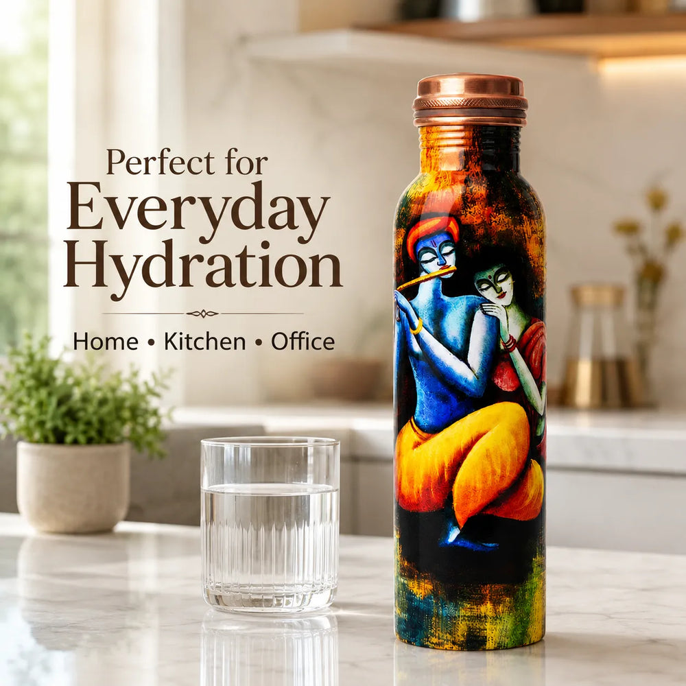 Sempyix 1 Litre Copper Water Bottle - Divine Krishna Art