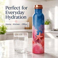 Sempyix 1 Litre Copper Water Bottle - Ocean Coral Design