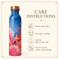Sempyix 1 Litre Copper Water Bottle - Ocean Coral Design