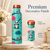 Sempyix 1 Litre Copper Water Bottle - Swinging Panda Design