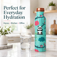 Sempyix 1 Litre Copper Water Bottle - Swinging Panda Design