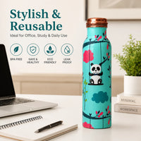 Sempyix 1 Litre Copper Water Bottle - Swinging Panda Design