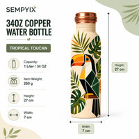 Sempyix 1 Litre Copper Water Bottle - Tropical Toucan Design