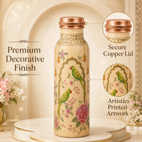 Sempyix 1 Litre Copper Water Bottle - Parrot Garden Arch Design