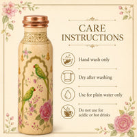 Sempyix 1 Litre Copper Water Bottle - Parrot Garden Arch Design