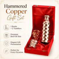 Sempyix Pure Copper Diamond Design Water Bottle Set