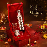Sempyix Pure Copper Diamond Design Water Bottle Set