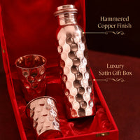 Sempyix Pure Copper Diamond Design Water Bottle Set
