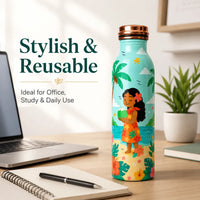 Sempyix 1 Litre Copper Water Bottle - Tropical Beach Girl Design