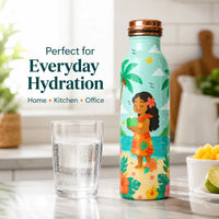 Sempyix 1 Litre Copper Water Bottle - Tropical Beach Girl Design