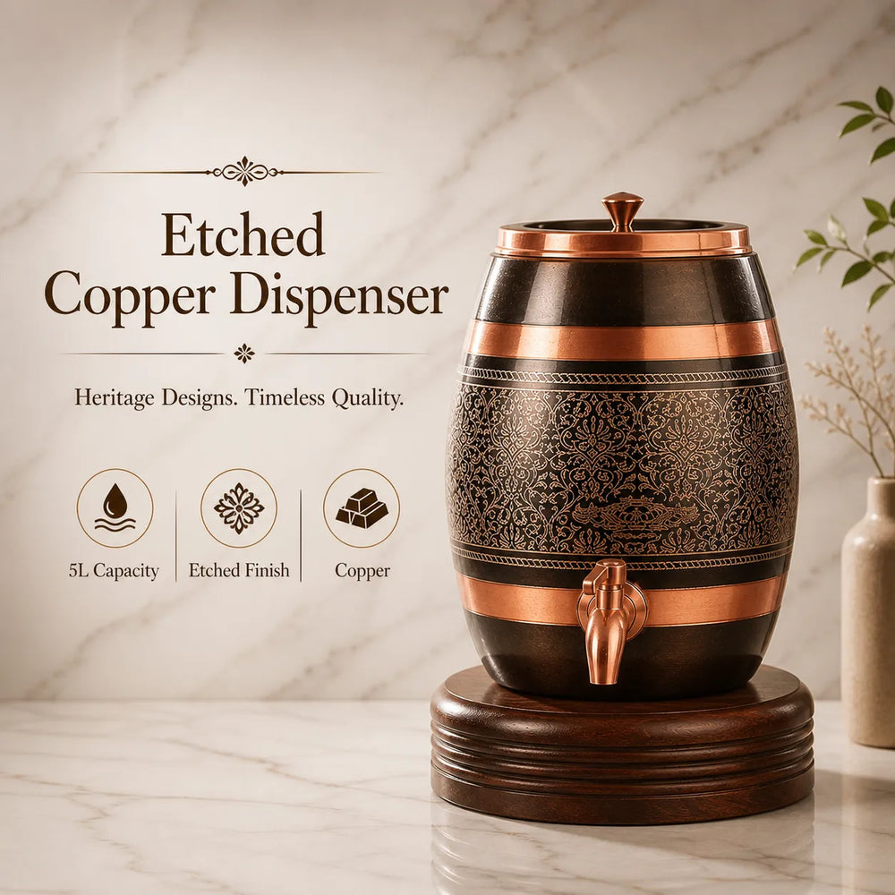 Sempyix Antique Dholak Etching Copper Dispenser 5 Litre – Heritage Design