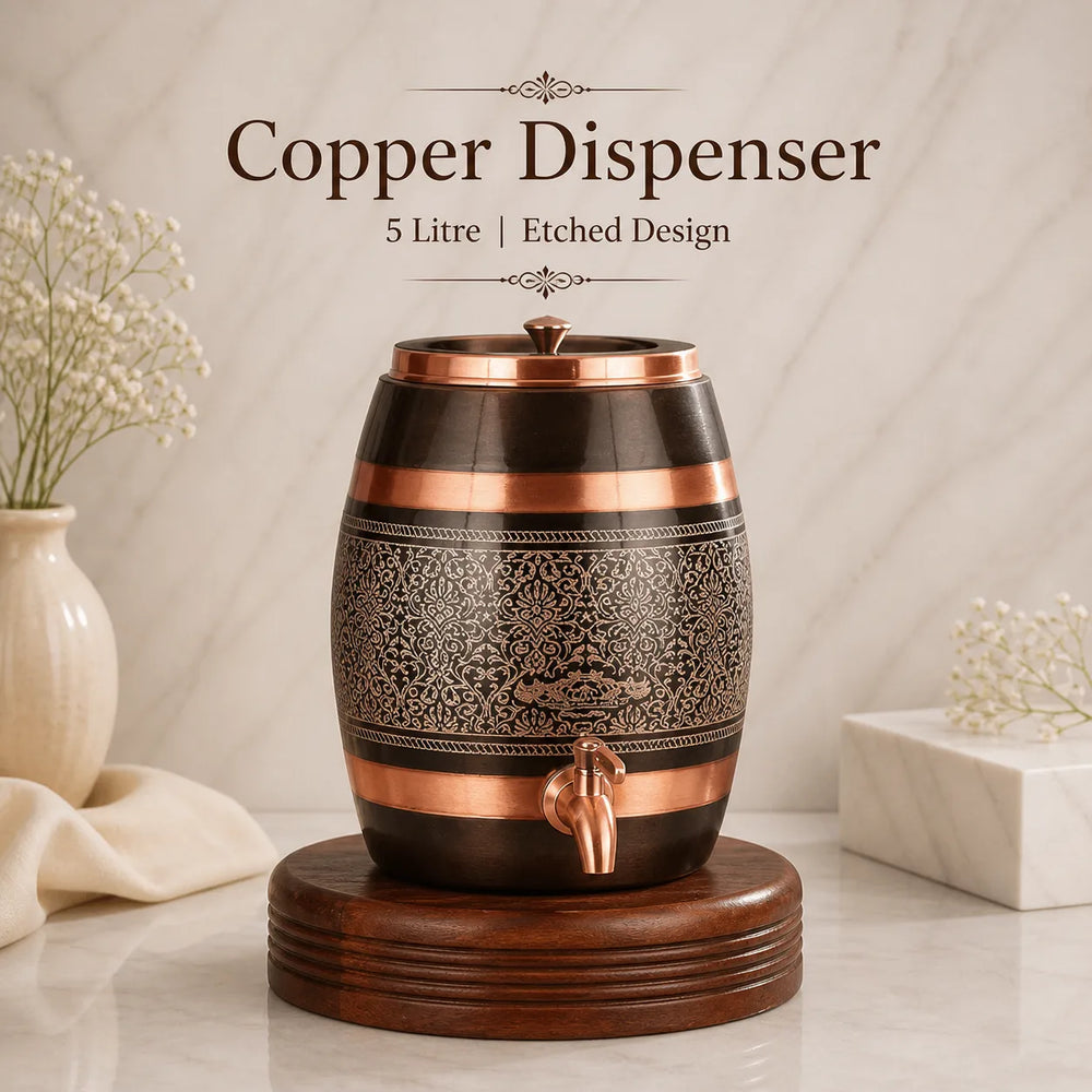 Sempyix Antique Dholak Etching Copper Dispenser 5 Litre – Heritage Design