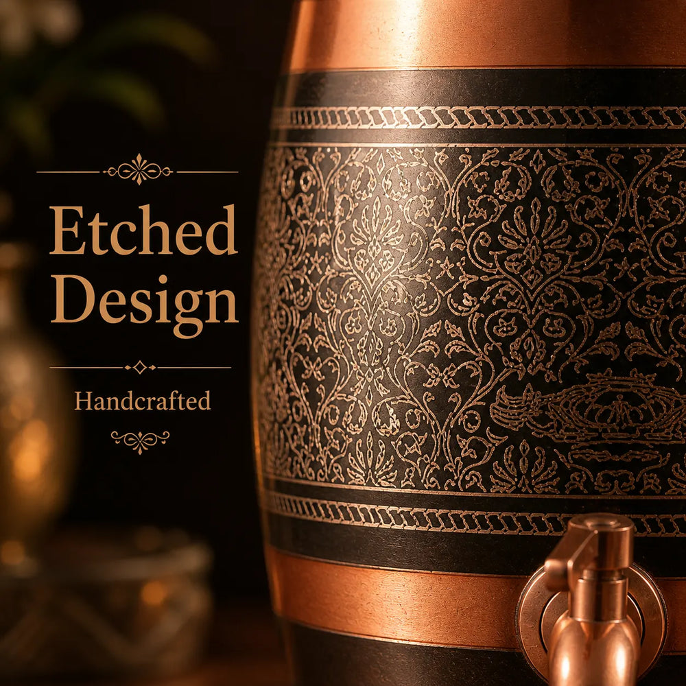 Sempyix Antique Dholak Etching Copper Dispenser 5 Litre – Heritage Design