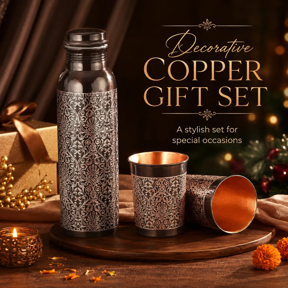 Sempyix Antique Etched Copper Bottle Gift Set
