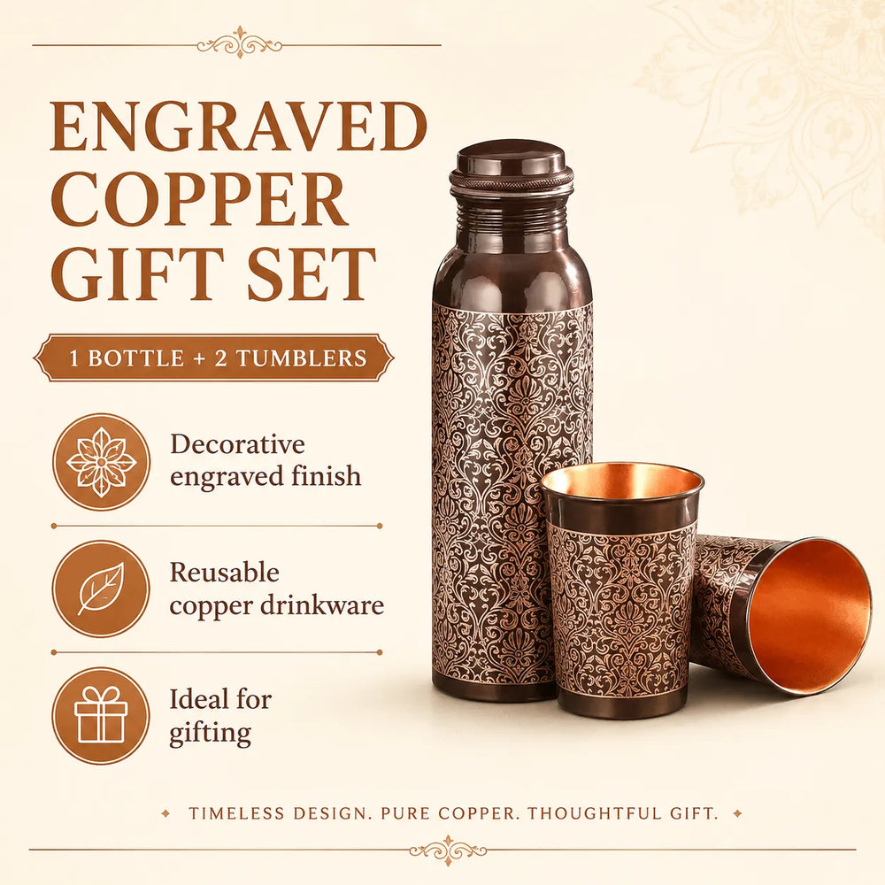 Sempyix Antique Etched Copper Bottle Gift Set