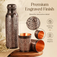 Sempyix Antique Etched Copper Bottle Gift Set