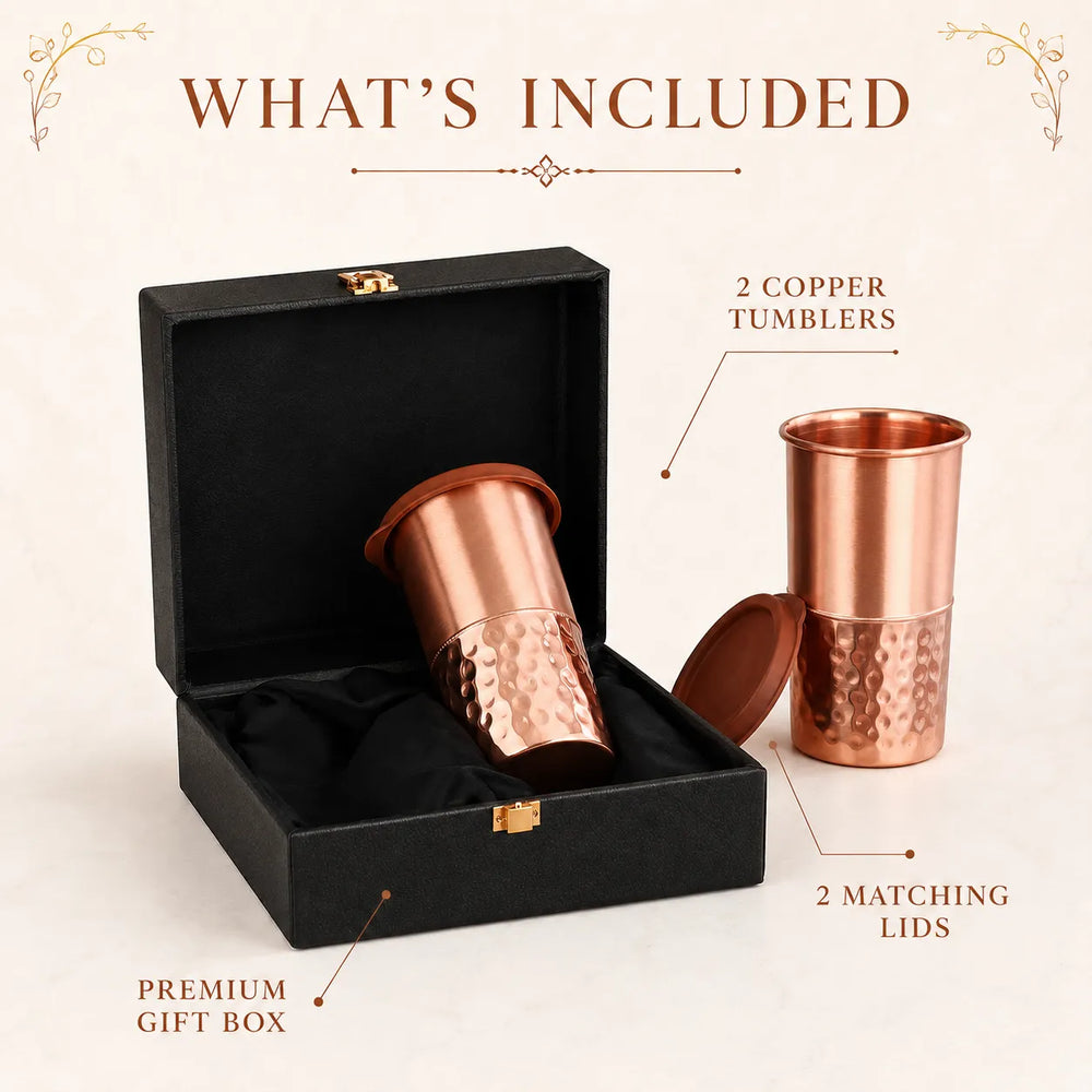 Sempyix Half-Hammered Copper Tumbler Gift Set