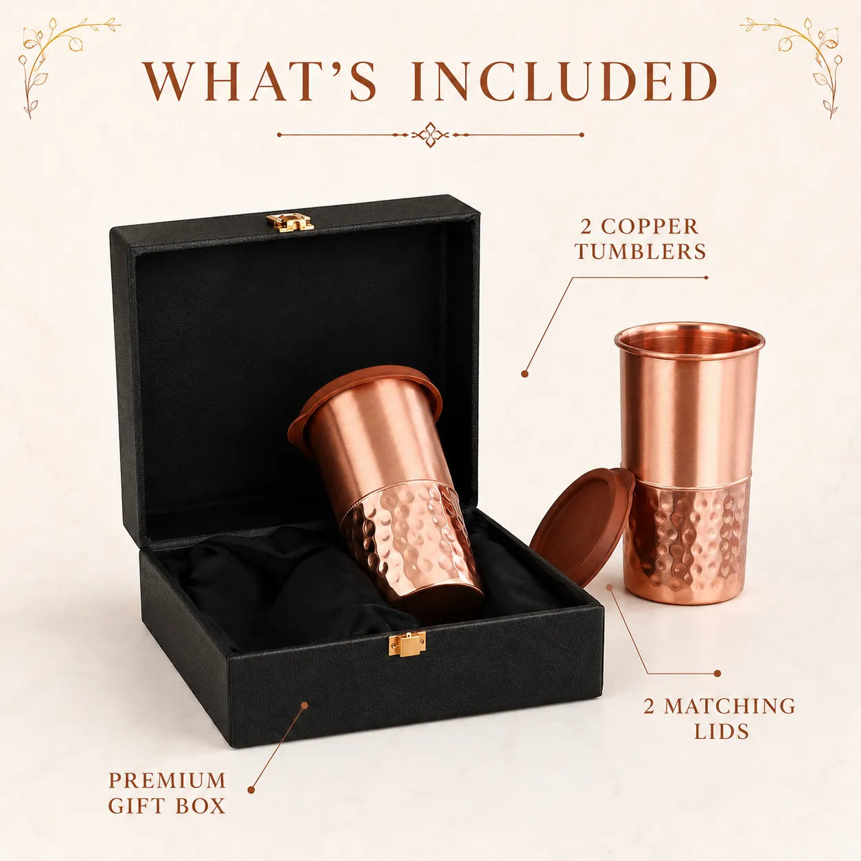 Sempyix Half-Hammered Copper Tumbler Gift Set