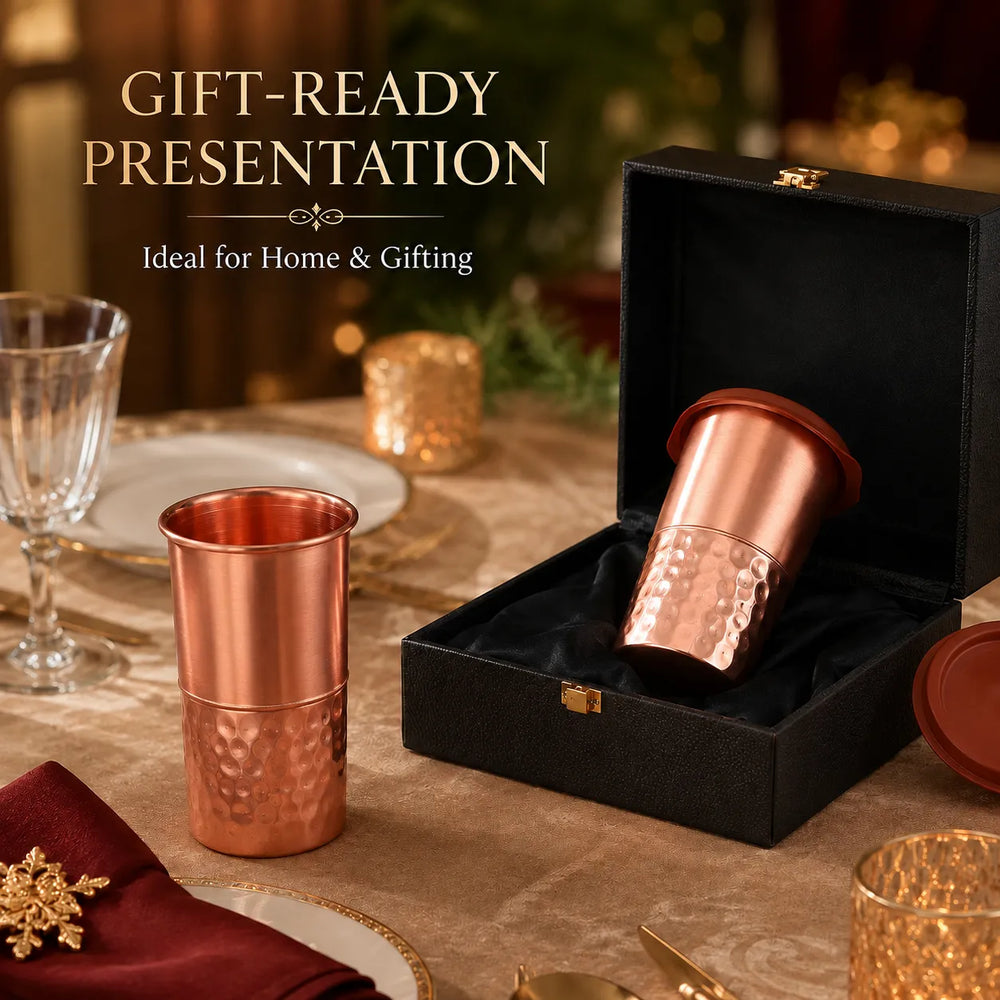 Sempyix Half-Hammered Copper Tumbler Gift Set