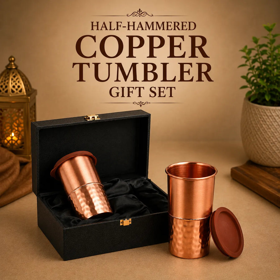 Sempyix Half-Hammered Copper Tumbler Gift Set