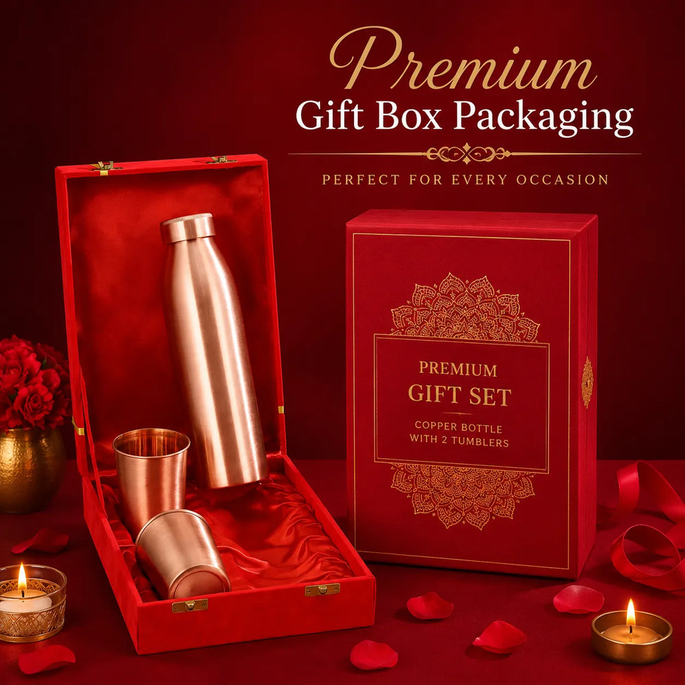 Sempyix Pure Copper Bottle Gift Set with 2 Glasses