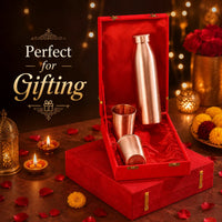 Sempyix Pure Copper Bottle Gift Set with 2 Glasses