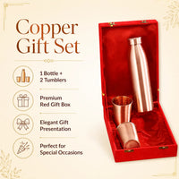 Sempyix Pure Copper Bottle Gift Set with 2 Glasses