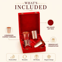 Sempyix Pure Copper Etched Glass Set ( 4 Glass)