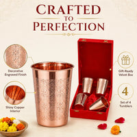 Sempyix Pure Copper Etched Glass Set ( 4 Glass)
