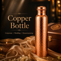 Sempyix Pure Copper Hammered Water Bottle 1000 ml – Textured Finish