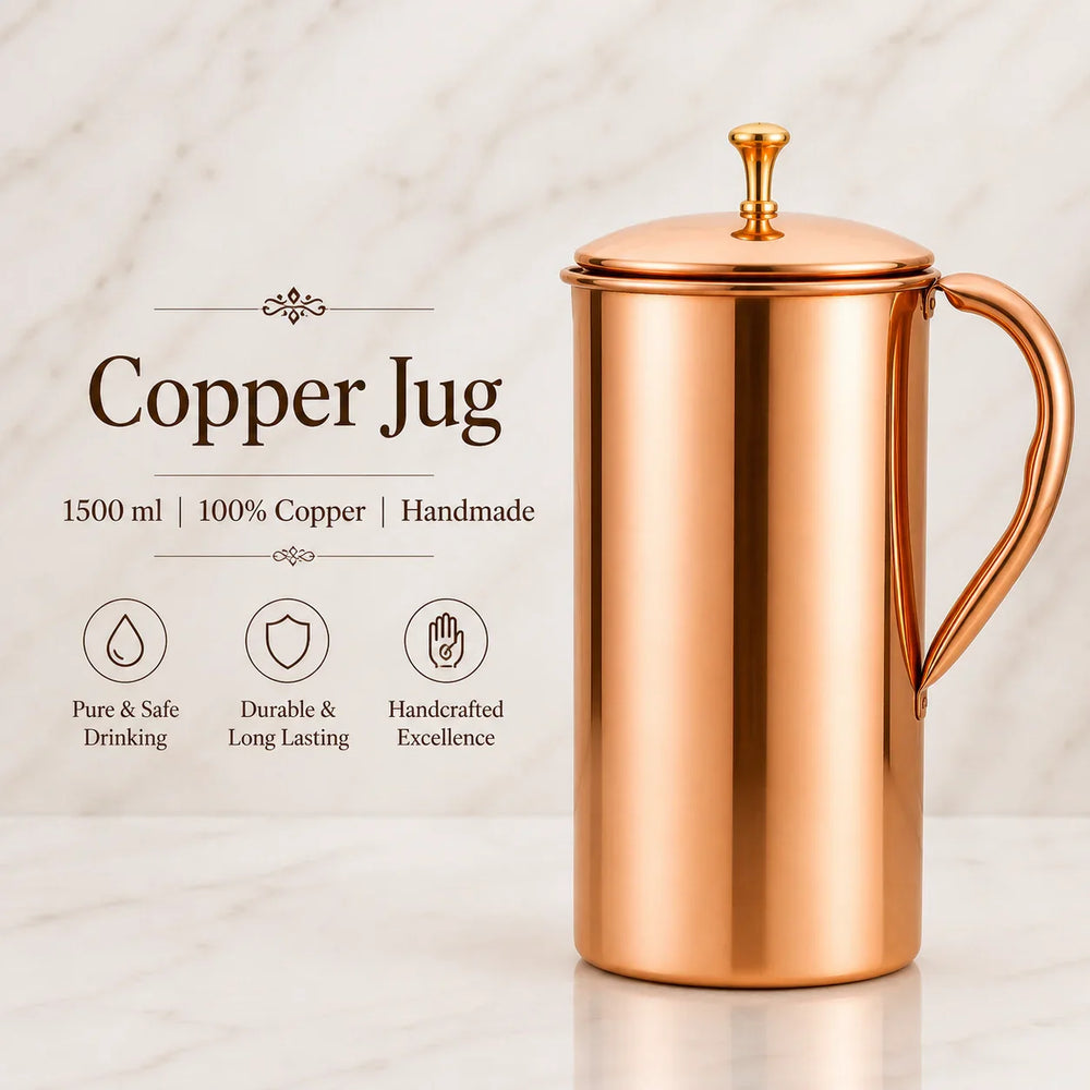 Sempyix Pure Copper Jug 1500 ml – Plain Finish Water Pitcher