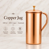 Sempyix Pure Copper Jug 1500 ml – Plain Finish Water Pitcher