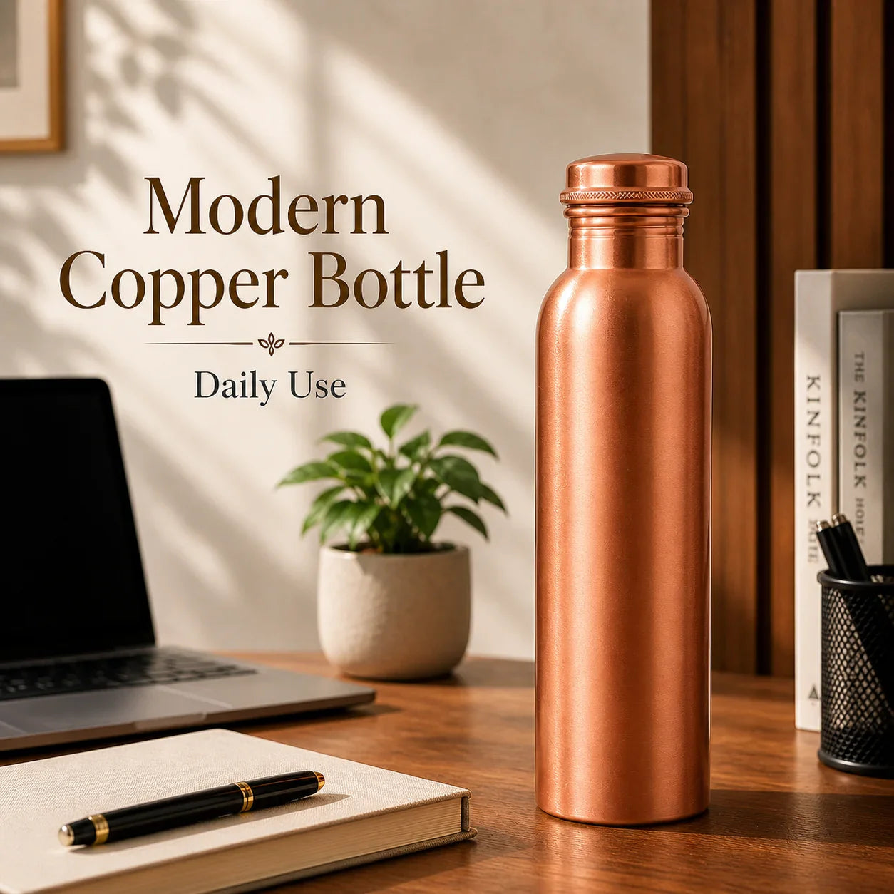 Sempyix Pure Copper Leak Proof Water Bottle 900 ml – Matte Finish