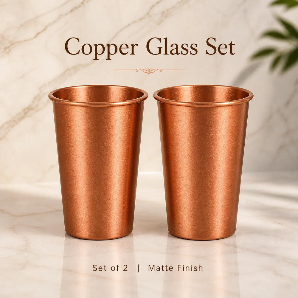 Sempyix Pure Copper Matte Water Glasses - Set of 2