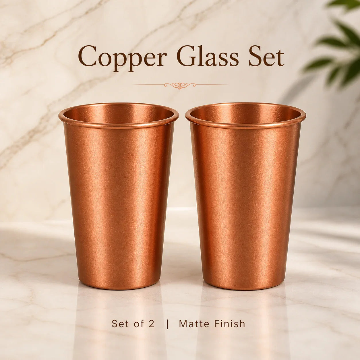 Sempyix Pure Copper Matte Water Glasses - Set of 2