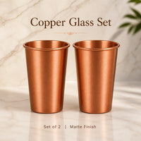 Sempyix Pure Copper Matte Water Glasses - Set of 2