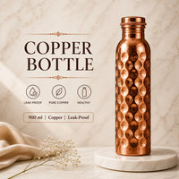 Sempyix Pure Copper Water Bottle 900 ml – Diamond Finish Design
