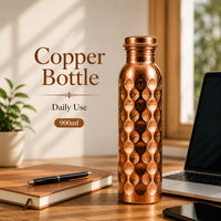 Sempyix Pure Copper Water Bottle 900 ml – Diamond Finish Design
