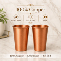 Sempyix Pure Copper Matte Water Glasses - Set of 2