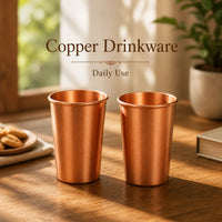 Sempyix Pure Copper Matte Water Glasses - Set of 2
